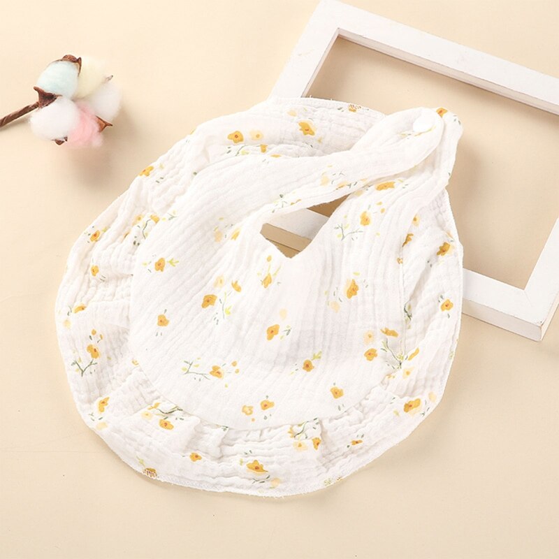 Cotton Gauze Baby Bib Newborn Feeding Bib Burp Cloths Floral Ruffle Boys Girls Nursing Saliva Towel Bandana Baby Accessories - Provence Home Living Store