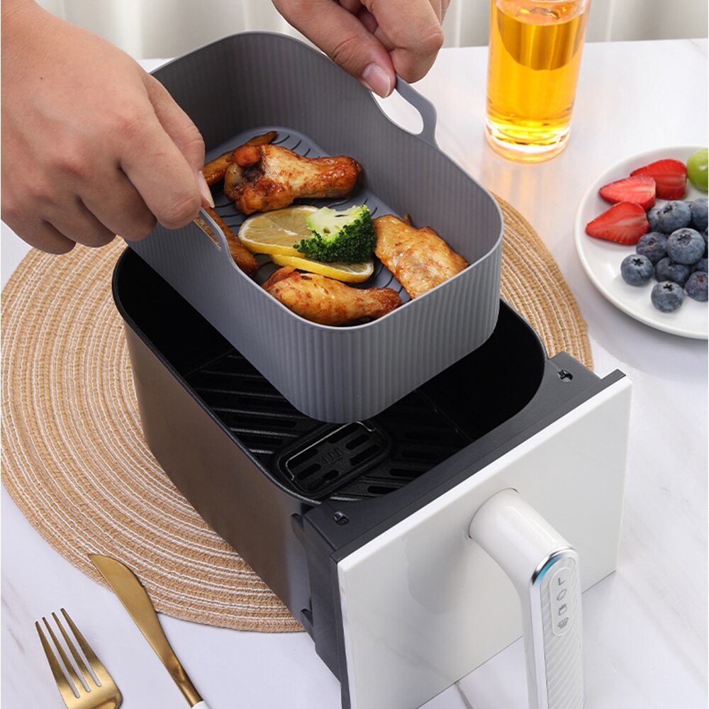 Airfryer Silicone Pot Rectangle Oven Air Fryer Silicone Baking Tray Mold Basket Reusable Liner Mat Pans Kitchen Accessories - Provence Home Living Store