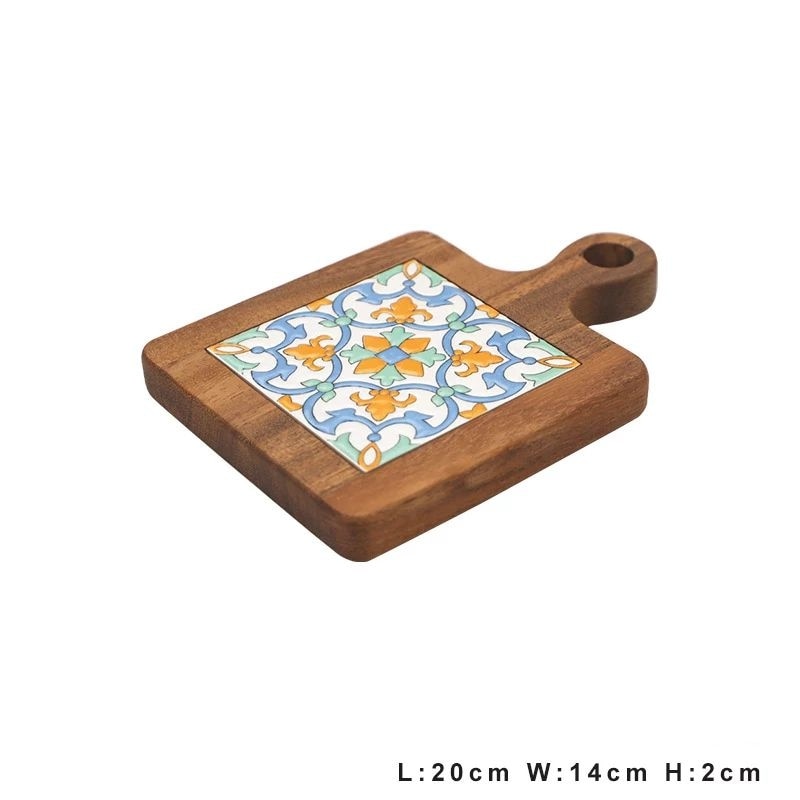 Acacia Wood Tiles Pot Mat Anti-Scalding Plate Mat Drink Coasters Wooden Trivet Frame for Hot Tea Pots and Pans Pad Holders - Provence Home Living Store