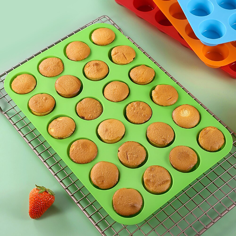 24 Holes Mini Muffin Silicone Round Mold Non-Stick Pudding Steamed Cake Mold DIY Cupcake Cookies Fondant Baking Pan Baking Tools - Provence Home Living Store