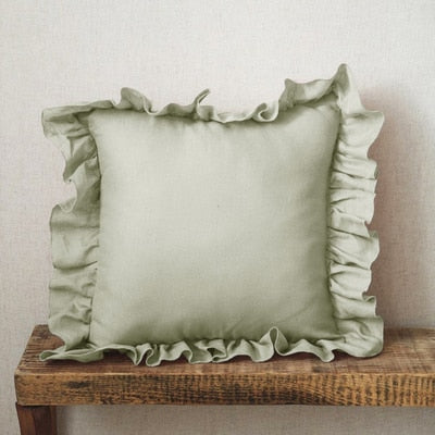 100% Pure Linen Ruffle Throw Pillowcases,Soft Comfortable Cushion Cover,Home Decor Sofa Pillows Cover,Living Room Couch Ornament - Provence Home Living Store