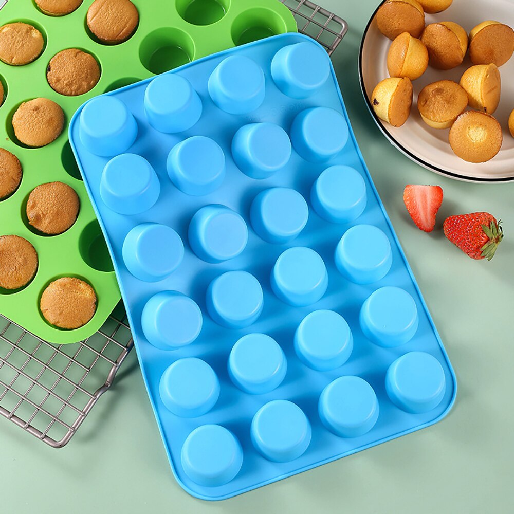 24 Holes Mini Muffin Silicone Round Mold Non-Stick Pudding Steamed Cake Mold DIY Cupcake Cookies Fondant Baking Pan Baking Tools - Provence Home Living Store