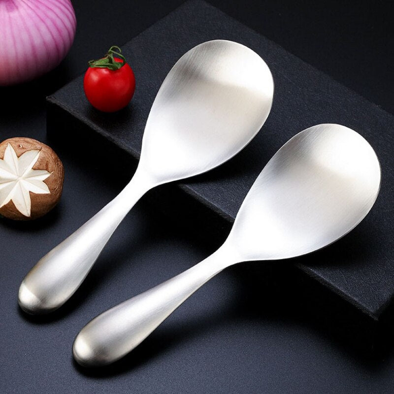 Stainless Steel Rice Spoon Large Capacity Rice Paddle Thicken Soup Spoon Dinnerware Tableware Kitchen Cooking Tools Rice Scoop - Provence Home Living Store