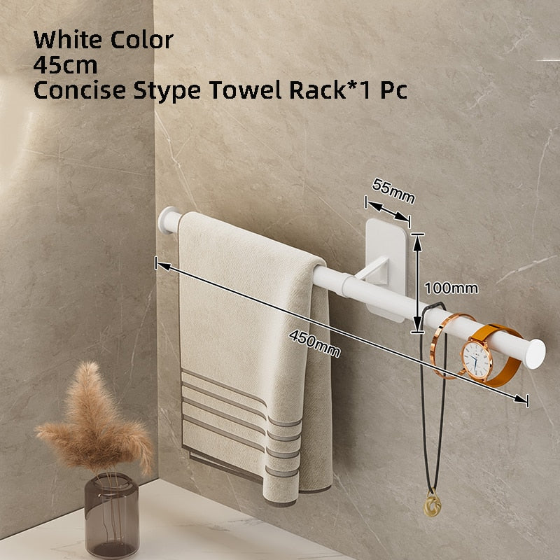 Towel Rack Towel Hanger Bath Towel Holder Wall Hanging Black Bar White Rod Bathroom Shelf Kitchen Storage Rack - Provence Home Living Store