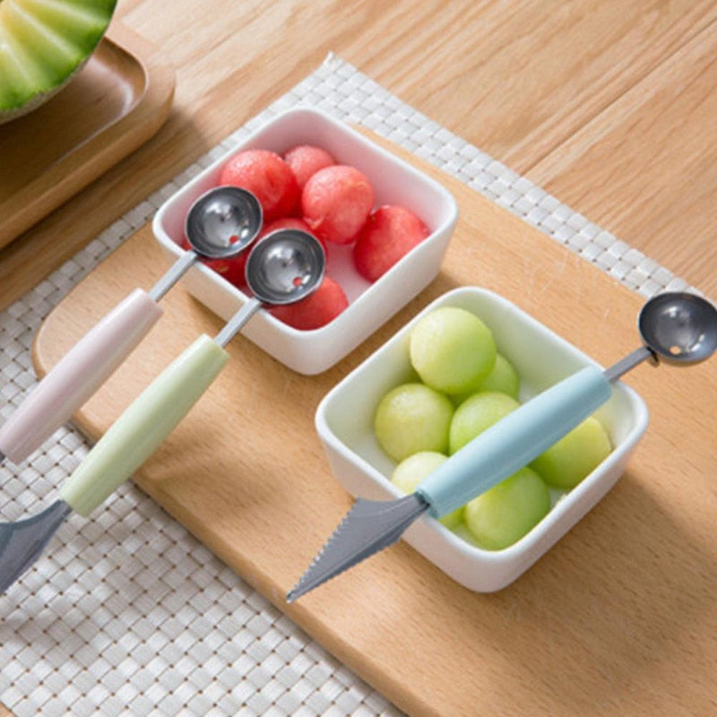 Kitchen Accessories Dual-head Stainless Steel Carving Knife Fruit Watermelon Ice Cream Baller Scoop Stacks Spoon Home gadgets - Provence Home Living Store