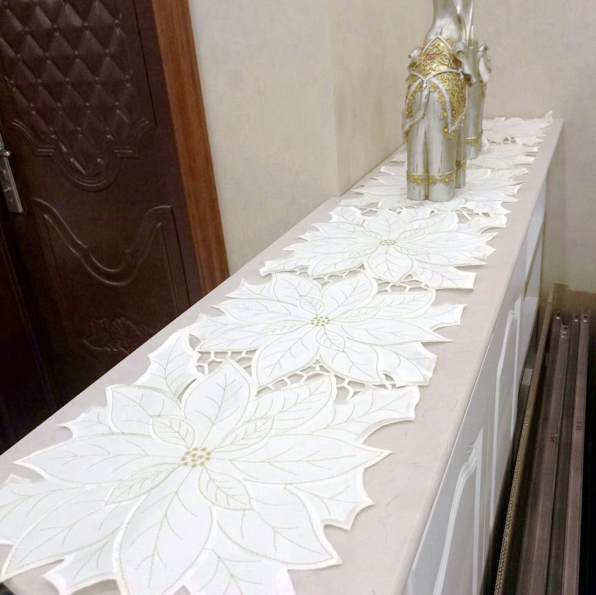 European Princess table runner embroidery hollow tablecloth white table runners TV cabinet cover cloth christmas decorations - Provence Home Living Store