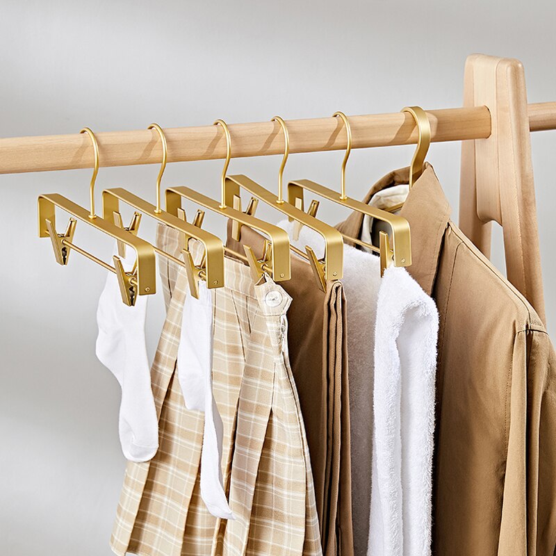 5pcs Trouser Hanger Pants Socks Women Skirt Display Storage Rack Household Drying Hanger with Movable Anti-slip Clothespin - Provence Home Living Store