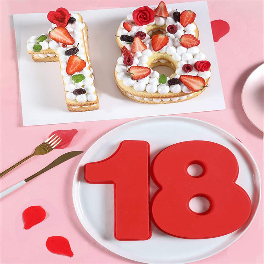 Large Silicone Number Molds 0-9 Arabic Number Cake Baking Mold Chocolate Jelly Candy Fondant Mould for Birthday Party Decoration - Provence Home Living Store