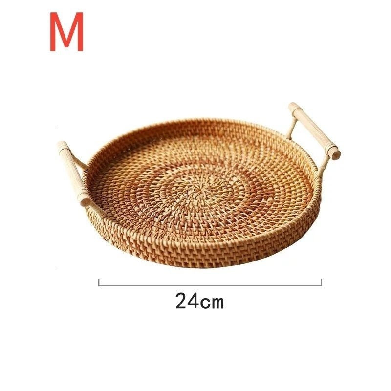 Food Storage Platters Plate Rattan Handwoven Round High Wall Severing Tray Bread Fruit Food Storage Platters Plate - Provence Home Living Store