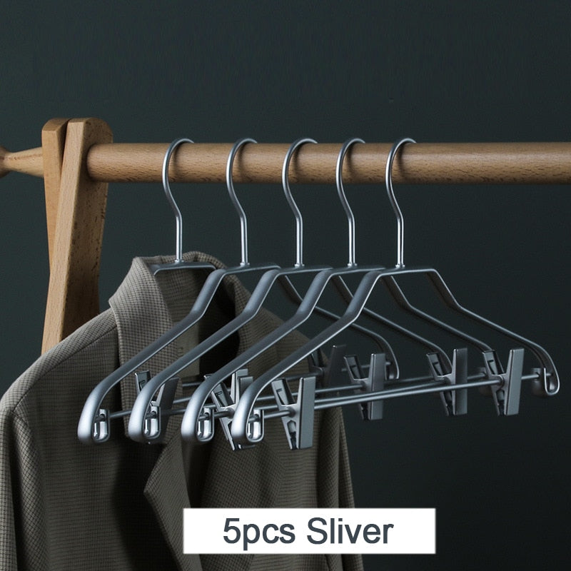 5pcs New Pants Hangers Clotheshorse Trousers Hanger with Antislip Clips Wardrobe Storage Organizer Luxury Metal Clothes Hanger - Provence Home Living Store