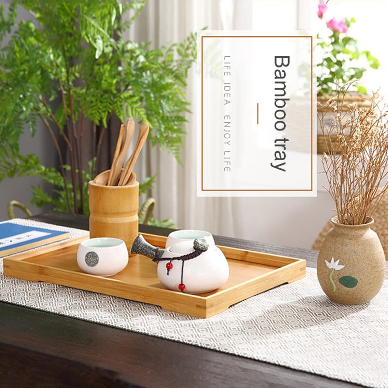 Wood Tea Tray Rectangular Bamboo Kung Fu Tea Tray Solid Wood Household Water Cup Tray Japanese Wooden Bread Wooden Dinner Plate - Provence Home Living Store