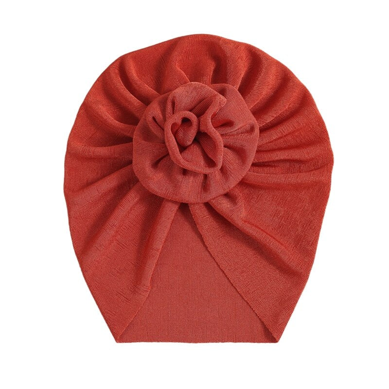 Baby Girls Turban Hat Cute Flower Knot Hospital Hat Ice Silk Newborn Beanie Caps Kids Toddler Elastic Headbands Hair Accessories - Provence Home Living Store