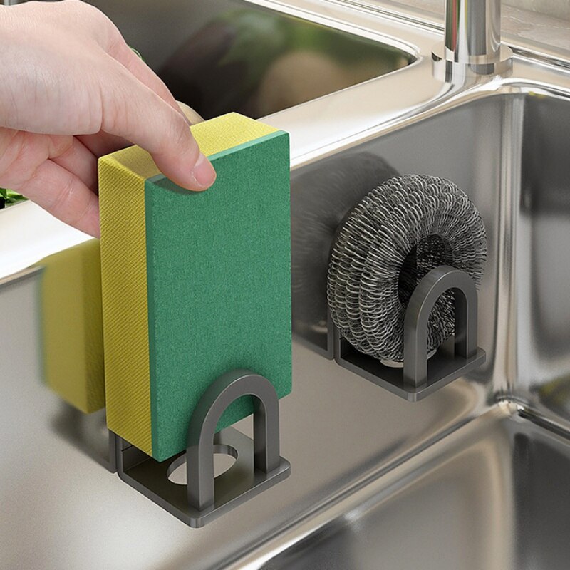 Kitchen Sponges Holder Self Adhesive Sink Sponges Drain Drying Rack Space Aluminum Storage Holder Kitchen Sink Accessories - Provence Home Living Store