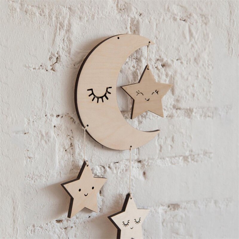 Nordic Wooden Star Cloud Moon Wall Hanging Baby Kids Room Decoration Ornament Pendant Wall Decor Photography Tassel Pendant - Provence Home Living Store