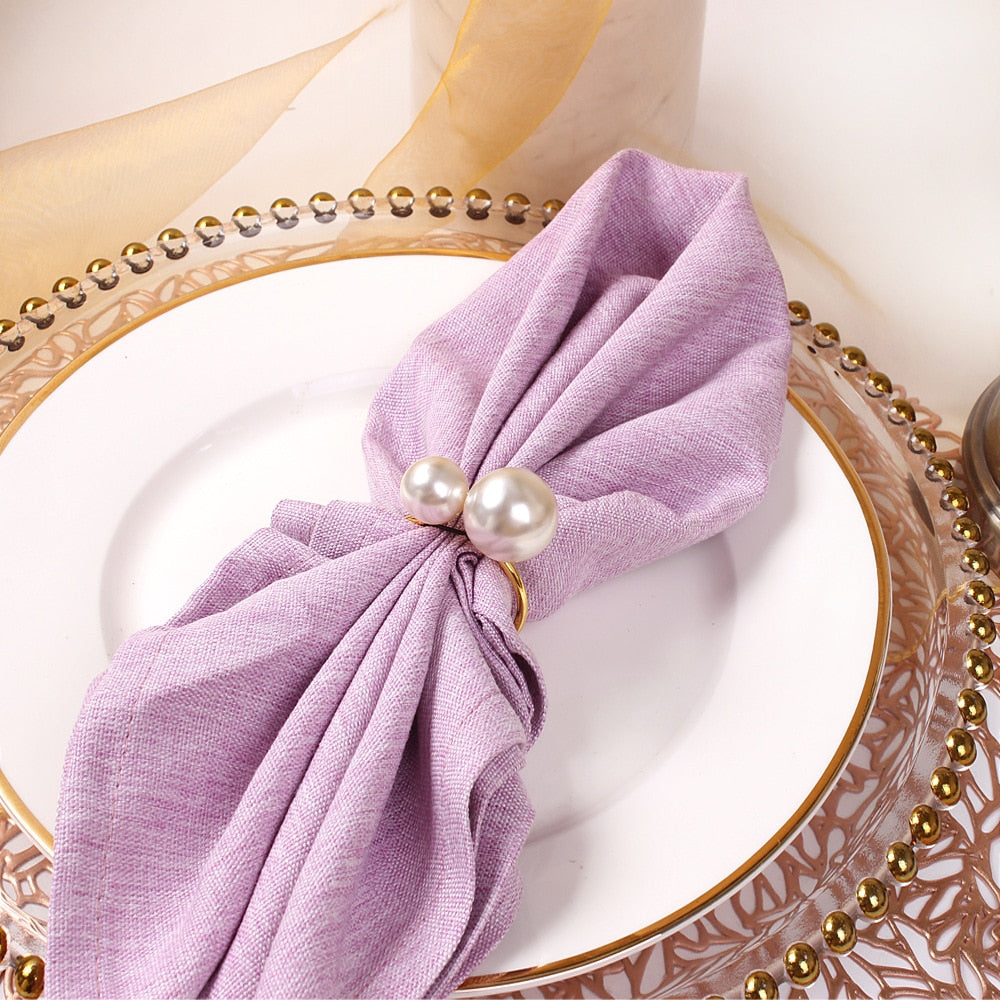 6PCS Pearl Elegant Napkin Ring,Weddings Event Decoration Graceful Napkin Holder,Pretty Napkin Buckles Home Table Party Supplies - Provence Home Living Store