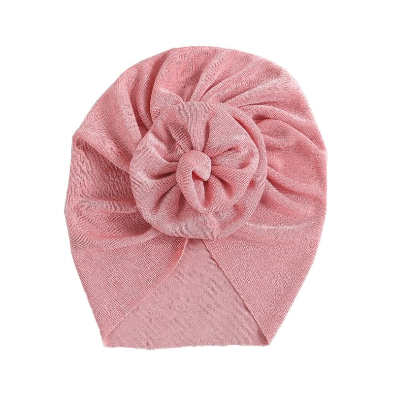 Baby Girls Turban Hat Cute Flower Knot Hospital Hat Ice Silk Newborn Beanie Caps Kids Toddler Elastic Headbands Hair Accessories - Provence Home Living Store