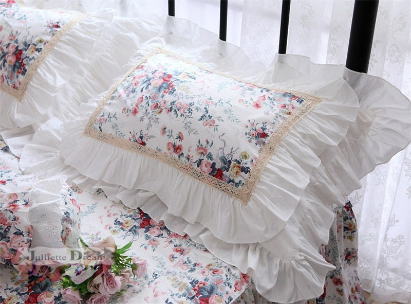 NEW 1 piece Princess pillow case Ruffle Lace pillowcase Cotton Wedding fall decorations Bedding Pillowcases pillow cover sale - Provence Home Living Store