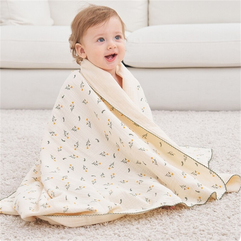 3 Pcs Cotton Muslin Baby Blanket+Square Face Towel+Baby Bib Soft Cartoon Newborn Swaddle Wrap Bath Towel Kids Receiving Blanket - Provence Home Living Store