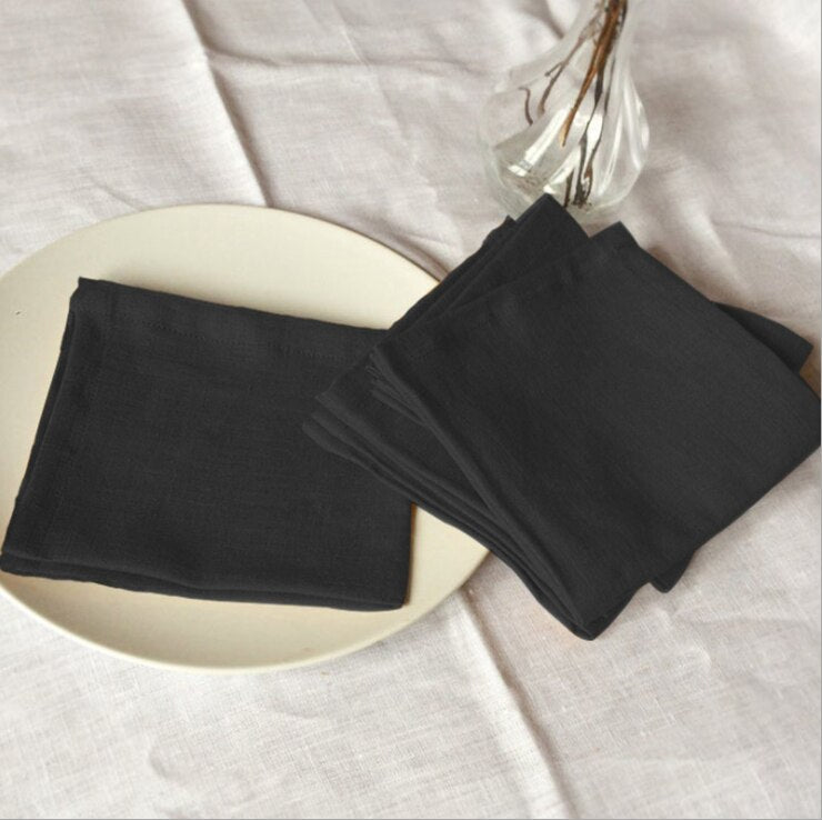 30x45cm Stone Washed Linen Napkins Restaurant Wedding Dinner Cloth Placemat Soft Pure Linen Classical Custom Home Table Decor - Provence Home Living Store