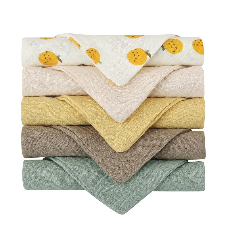 5 Pcs/set Soft Cotton Baby Face Towel Bath Towel Absorbent Gauze Newborn Burp Cloths Kids Washcloth Handkerchief Feeding Towel - Provence Home Living Store