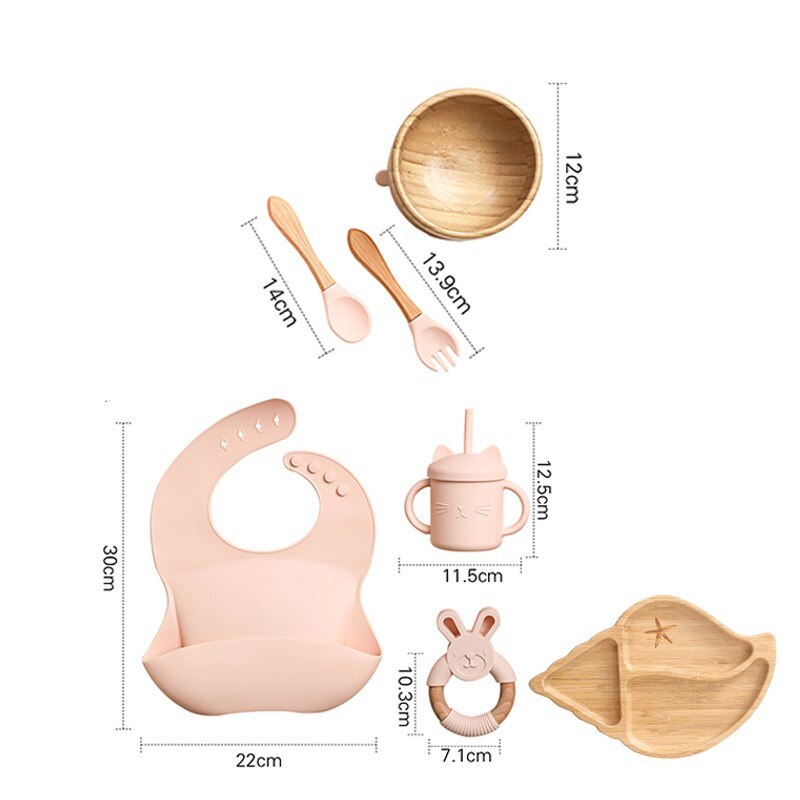 Silicone Baby Feeding Set Baby Feeding Supplies Kids Bamboo Dinnerware With Cup Children&#39;s Dishes Bowl Stuff Tableware Gifts Set - Provence Home Living Store