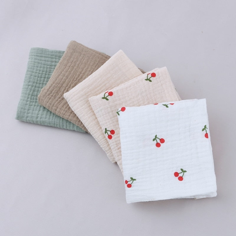 5 Pcs/set Soft Cotton Baby Face Towel Bath Towel Absorbent Gauze Newborn Burp Cloths Kids Washcloth Handkerchief Feeding Towel - Provence Home Living Store