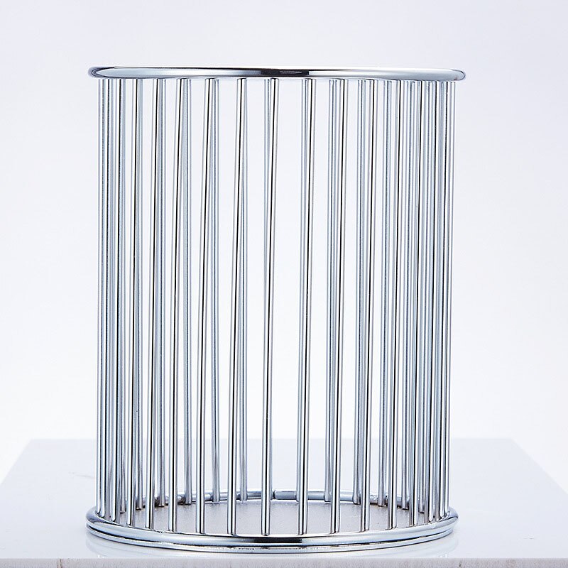 Metal Storage Basket Hollow Metal Makeup Brush Storage Bucket Desktop Stationery Pen Holder Living Room Bathroom Container Case - Provence Home Living Store