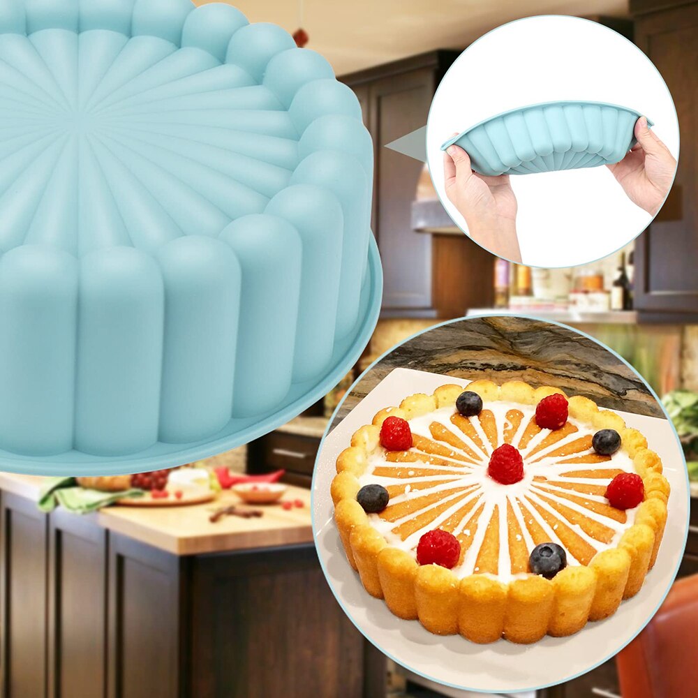 8 inch Silicone Round Pan Charlotte Cakes Baking Tray Sponge Flan Mold Strawberry Shortcake Baking Pan Kitchen Silicone Moulds - Provence Home Living Store