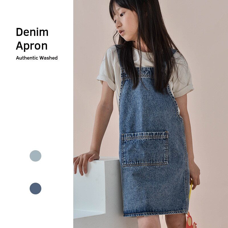 Children&#39;s Washed Denim Apron Boy&#39;s Painting Smock Game Anti-dirty Girl&#39;s Bib Advertising Kids Pinafore Nostalgic Clothing - Provence Home Living Store