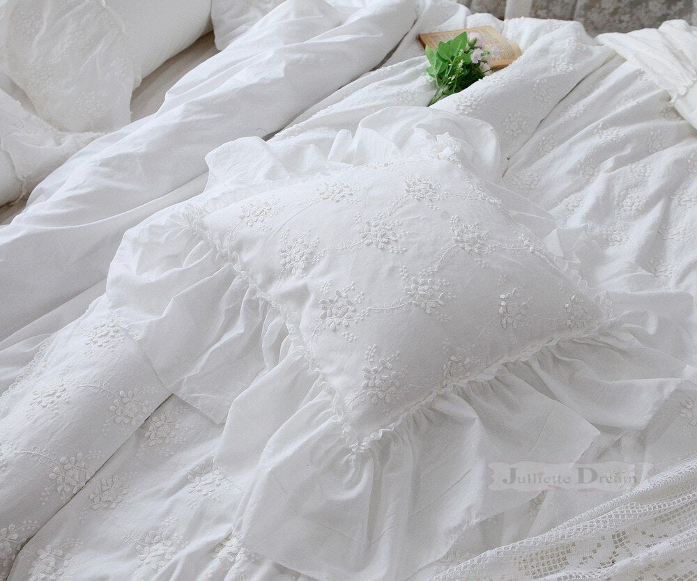 Luxury white throw pillows Ruffle Lace couch cushion cover pillows decor home pillow cover pillowcase funda decorative pillows - Provence Home Living Store