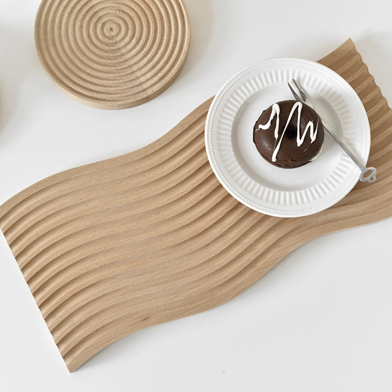 Nordic Beech Wood Bread Board Water Ripples Wooden Chopping Block Plates Kitchen Cutting Board Dessert Tray Coasters Photo Props - Provence Home Living Store