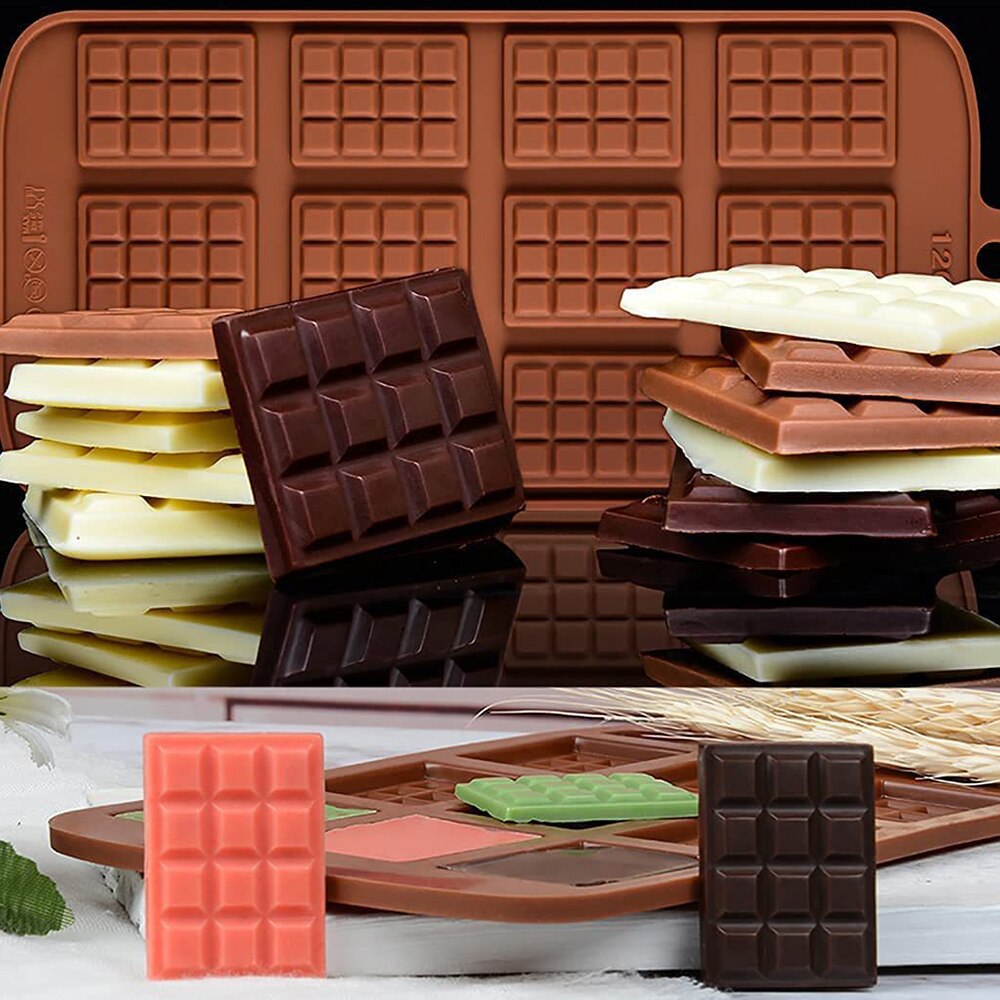 12 Hole Chocolate Silicone Molds Fondant Waffles Baking Mould Candy Cake Biscuit Making Tools Kitchen Baking Accessories - Provence Home Living Store