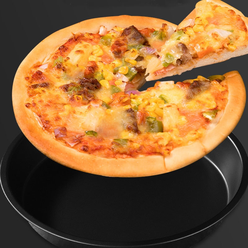 Nonstick Carbon Steel Pizza Crisper Trays Baking Pan Round Deep Dish Plate Bakewave Mould for Air Fryer Oven Kitchen Tools - Provence Home Living Store