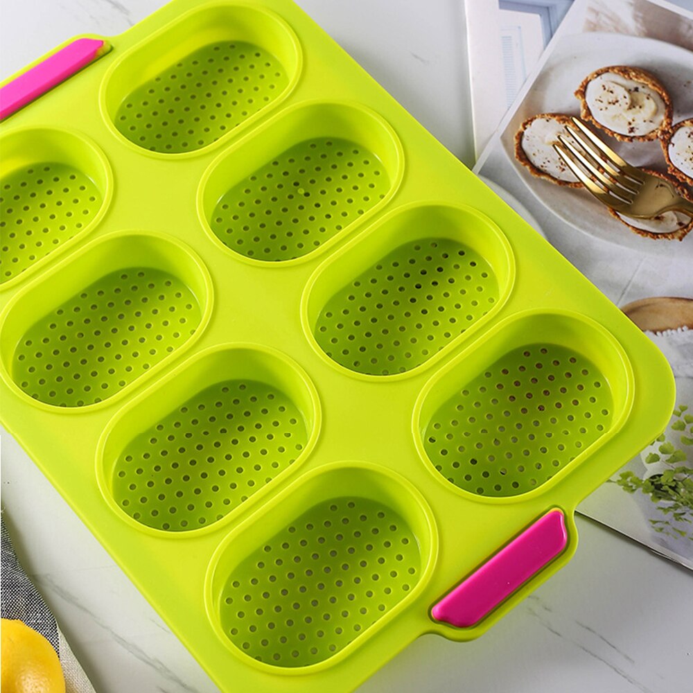 8 Hole Non-Stick Silicone Cake Mold French Bread Mould Heat Resistant Burger Muffin Pan Tray Cupcake Kitchen DIY Cake Tools - Provence Home Living Store