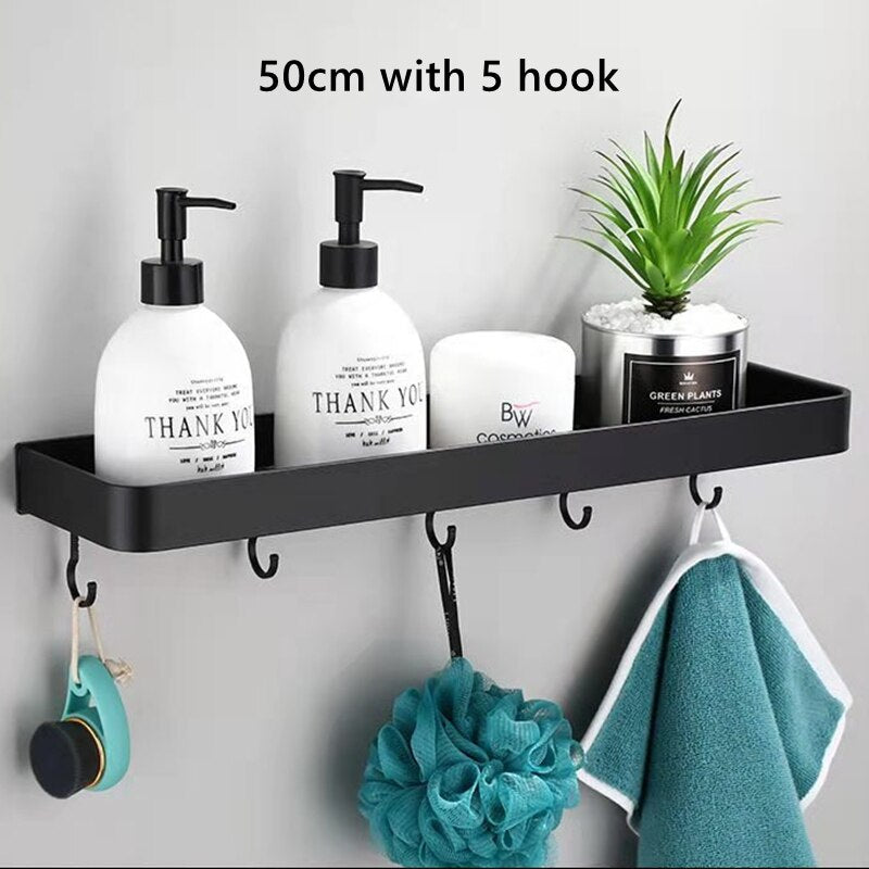 Bathroom Shelf Shower Storage Rack Black Corner Shelves Wall Mounted Aluminum Toilet Shampoo Holder Bathroom Accessories - Provence Home Living Store