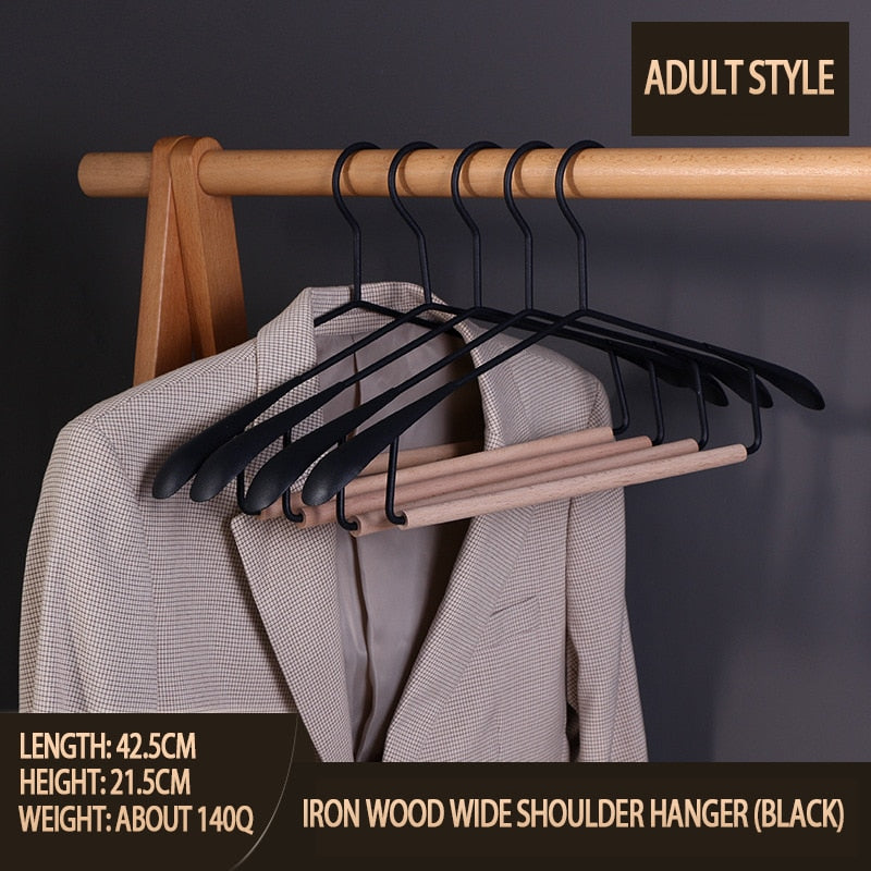 5pcs Matte Iron Hangers for Clothes with Wide Shoulder Design Coat Suit Trousers Clothing Organizer Wardrobe Storage Racks - Provence Home Living Store