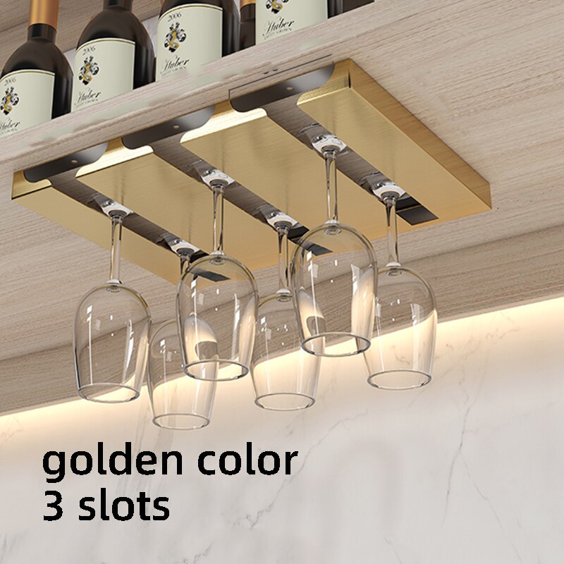 Stainless Steel Wine Glass Holder Hanging Plug-in Drinking Goblet Cup Holder With 5 Slots Creative Hanging Cup Kitchen Holders - Provence Home Living Store