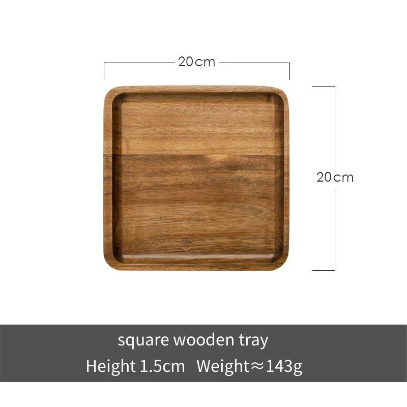 Wooden Small Serving Tray Square Coffee CupTrays Table Plate Breakfast Bread Plate Food Storage Dish for Hotel Home Decortion - Provence Home Living Store