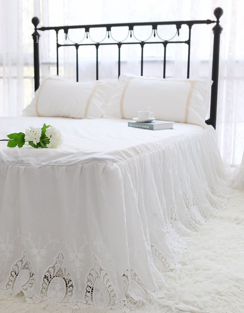 New Luxury bed sheets French romantic design sheets for bed home decorative cotton bed cover Flat sheet with skirt Queen size - Provence Home Living Store