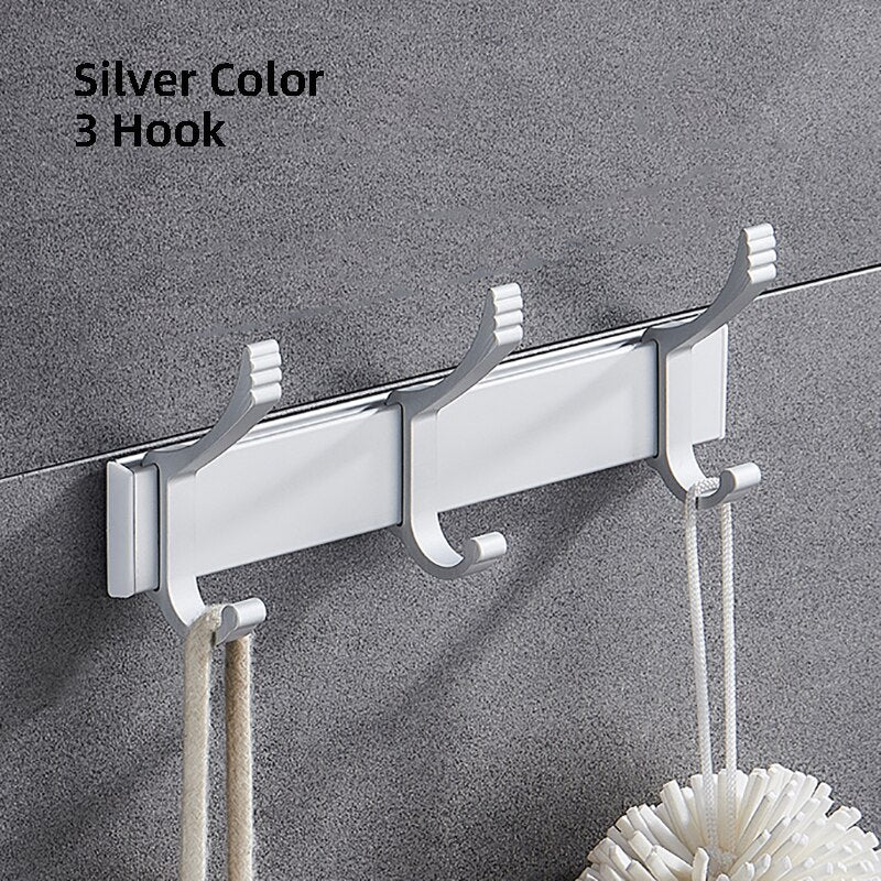 Movable Robe Hook Wall Towel Rack Bathroom Aluminum Coat Clothes Hanger Black Shower Holder Living Room Kitchen Accessories - Provence Home Living Store