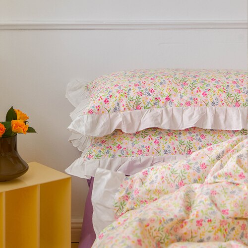 2pcs Princess ruffle pilowcase floral printed pillow cases princess home decoration bedding accessories pillow sham pillow cover - Provence Home Living Store