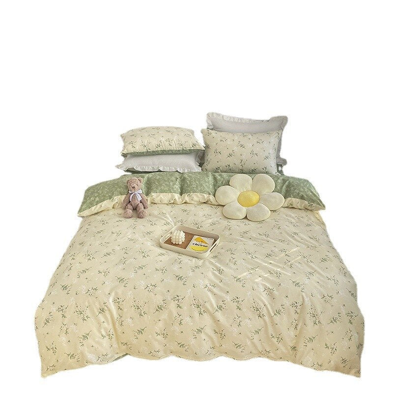 New cotton small floral bed four-piece set cotton bed linen three-piece set gift group purchase - Provence Home Living Store