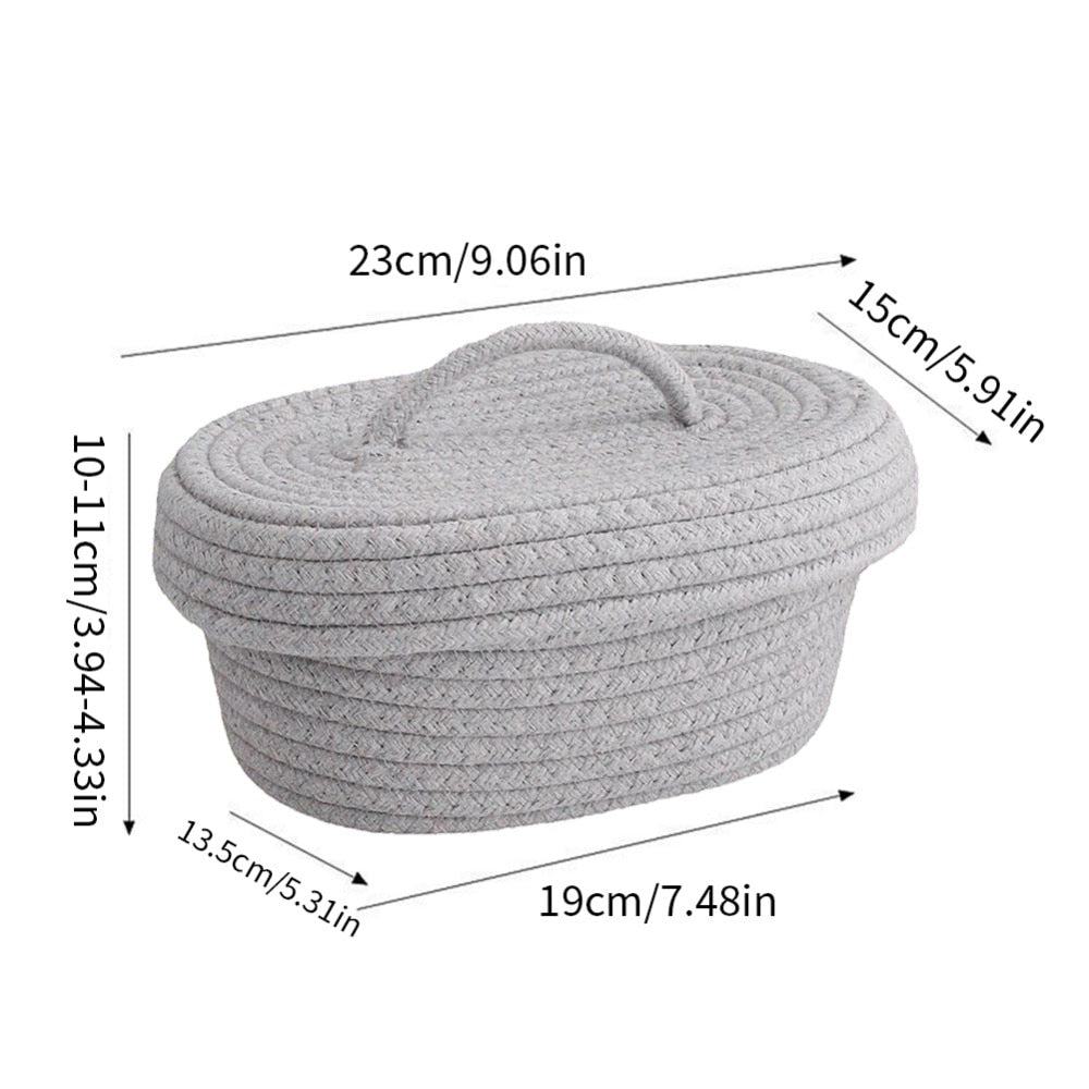 Nordic Cotton Rope Woven Storage Baskets Organize Boxs Desktop Sundries Organizer Sundries Key Cosmetics Storage Basket With Lid - Provence Home Living Store