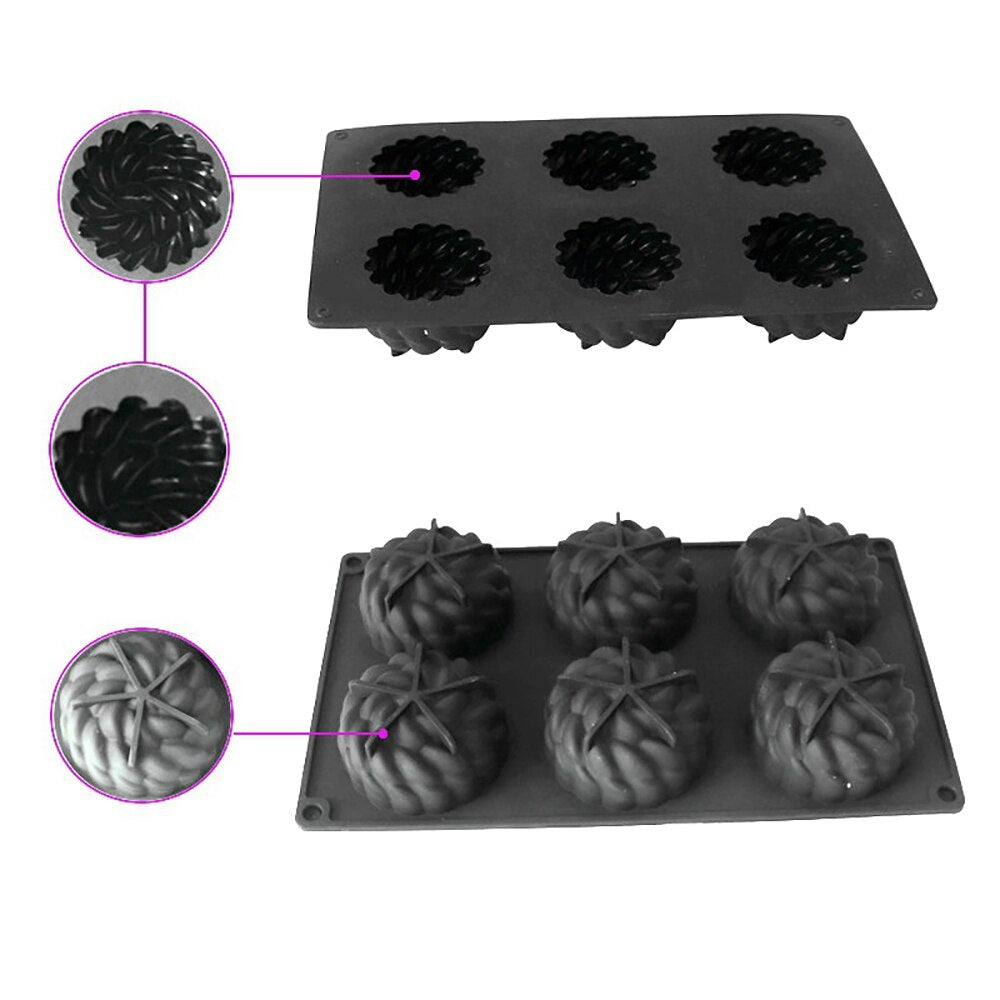 6-cavity Santa Ana Flower Cake Mold Glaze Sandblasting Mousse Mold French Dessert Silicone Mold Silicone Bakeware Candle Tools - Provence Home Living Store