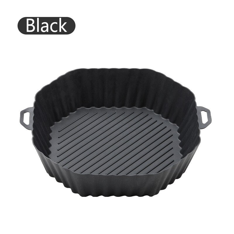 Air Fryer Silicone Pot with Handle Reusable 7.5inch Air Fryer Liner Heat Resistant Air Fryer Silicone Basket Octagon Mat Pads - Provence Home Living Store