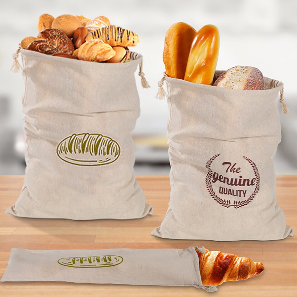 Linen Bread Bags Storing Homemade and Normal Bread Baguette, Reusable and Washable Linen Bags for Storage Food All Kind of Bread - Provence Home Living Store