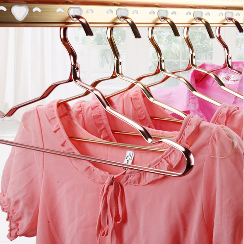 10pcs Rose Gold Clothes Hangers Coat Anti-slip Drying Rack Wardrobe Organizer Storage Rack Metal Clothes Horse Dropshipping - Provence Home Living Store