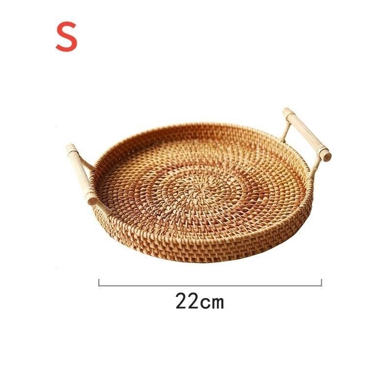 Food Storage Platters Plate Rattan Handwoven Round High Wall Severing Tray Bread Fruit Food Storage Platters Plate - Provence Home Living Store