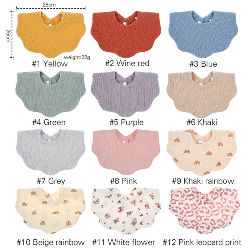 1PCS Baby Feeding Bib Wave Shape Bandana Burp Cloth Scarf Printed Soft Pure Cotton Absorbent Saliva Towel Breathable Apron - Provence Home Living Store