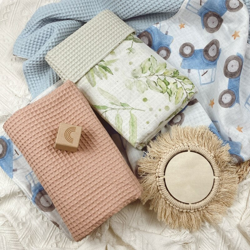 Soft Cotton Muslin Waffle Baby Blanket Floral Newborn Swaddle Blanket for Infant Swaddling Receiving Wrap Breastfeeding Towel - Provence Home Living Store